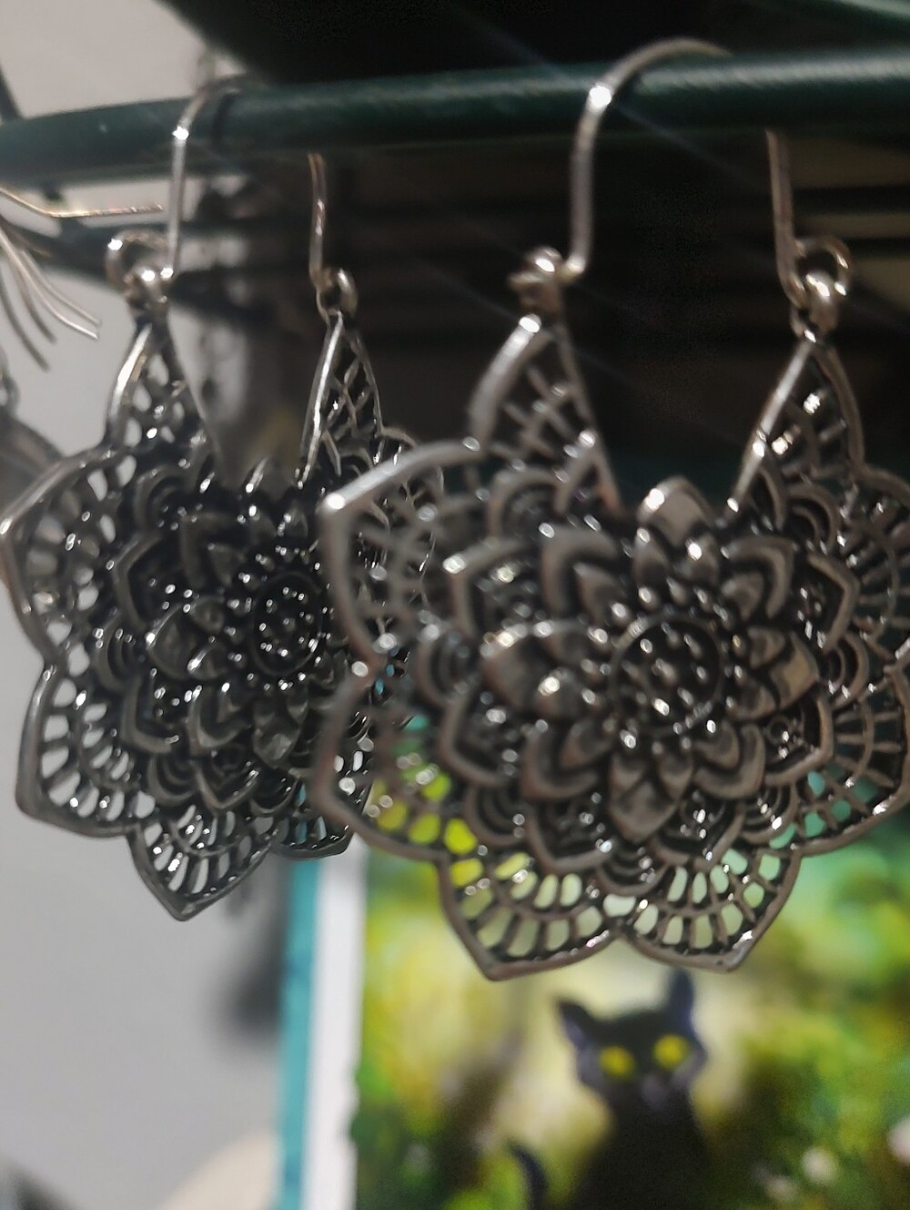 Filigree Flower Tribal Lotus Mandala Earrings